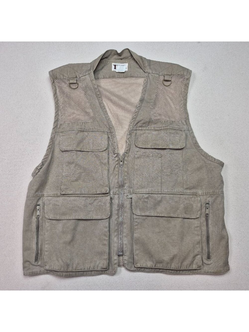 Trail Designs Men's Canvas/Mesh Fishing Hunting Chore Field Vest Khaki Sz XL